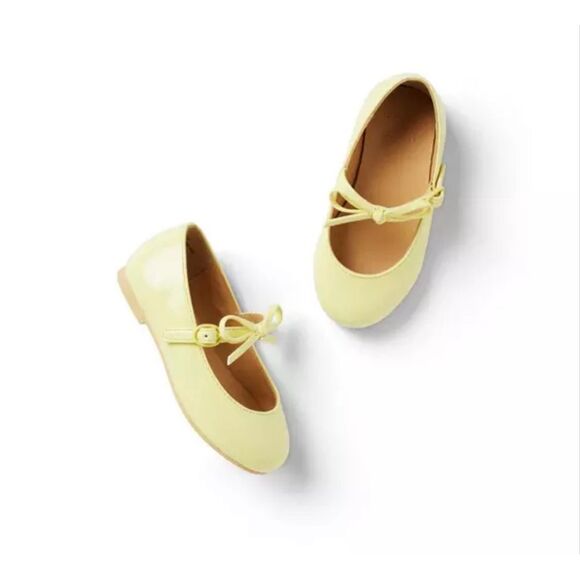 Janie & Jack girls size 13 sunny yellow glossy patent Mary Jane ballet shoes dre - Picture 1 of 7